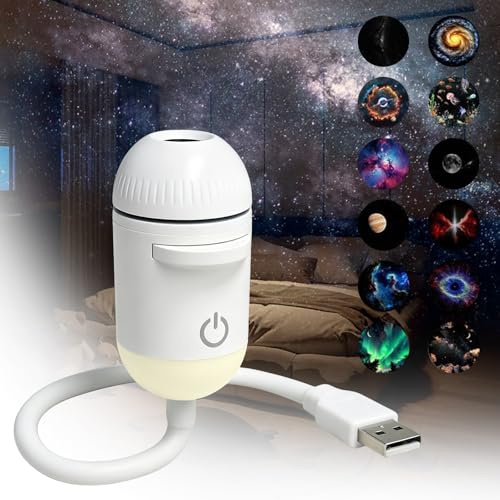 12 in 1 Galaxy Projector Night Light, Sternenhimmel Projektor Kinder Erwachsene, LED Projektor Sternenhimmel with 12 Planet Discs, Nachtlicht Sternenhimmel Galaxy Projektor für Schlafzimmer Deko