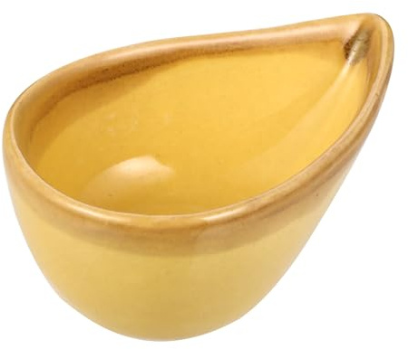 Plato de Aceites Esenciales de Cerámica Amarilla en Forma de Gota | Barro y Uso Doméstico, Fácil de Limpiar, Diseño Simple y Decorativo para Baño