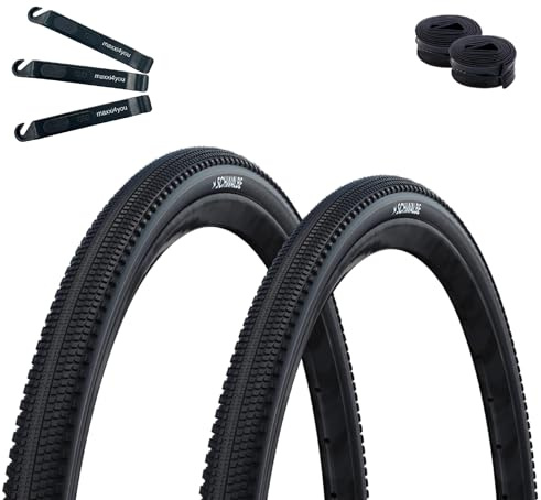 2 st. Schwalbe G-One Comp cykeldäck Active K-Guard Green Compound E-25 svart 50-622 (28 x 2,00) + 2 st. Schwalbe slangar AV19 inkl. maxxi4you däcklyft