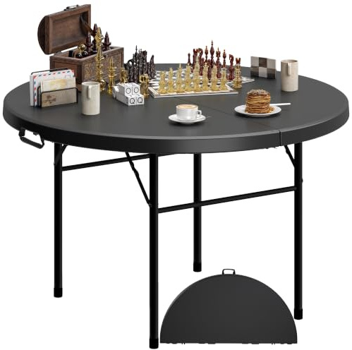 DWVO 122 cm Table Pliante Ronde, Table de Pique-Nique d'Extérieur Robuste