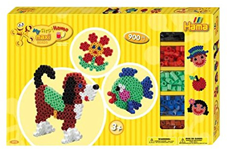 Hama 8712 - Set di Maxi Perle, Circa 900 Perline, 2 basi e Un Foglio da Stirare