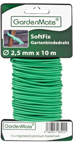 GardenMate Gartendraht 2,5 mm x 10 m mit Gummi ummantelt gummiert geschäumt