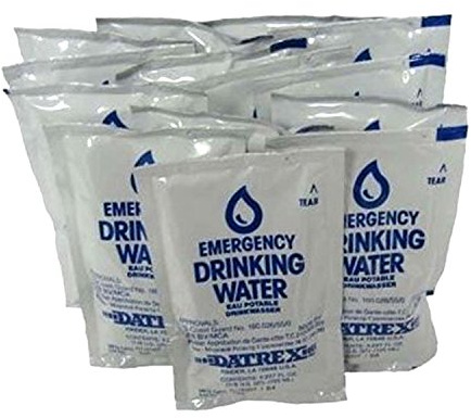 Datrex Lot de 18 paquets d'eau d'urgence 120 ml – 3 jours/72 heures d'approvisionnement (18 paquets), blanc