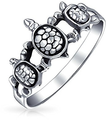 Bague D'Amitié Nautical Hawaii Bff Friendship Three Best Friends Family Sea Turtle Pour Femmes En Argent Sterling .925