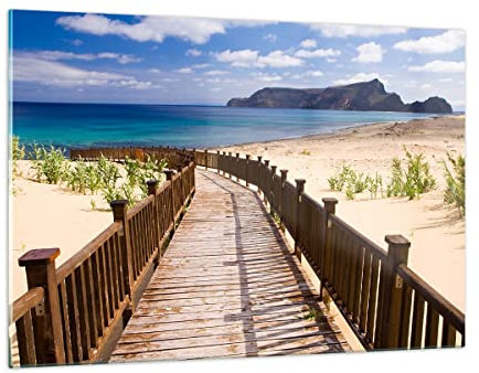 Quadri Moderni Soggiorno Mare spiaggia sabbia riva Quadro su Vetro 120x80cm Stampe da Parete in Vetro Camera da Letto Cucina 1 pezzo Wall Art Grandi XXL Decorazione Murale Immagini GAA120x80-2544