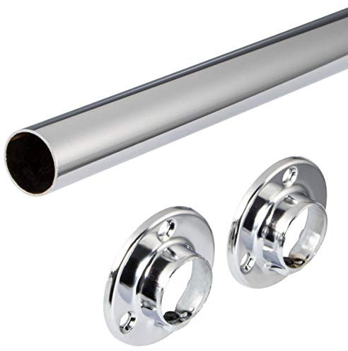 GedoTec Appendino vestiti tondo ø 25 mm Asta armadio 1000 mm Tubo armadio Acciaio cromato Tubo mobili ø 25 mm Arredamento bar incl. 2 Pz. Stock tubo armadio Qualità del marchio per Zona living