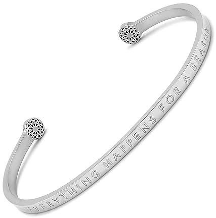SIMPLE PLEDGE | Everything Happens for a Reason Armreif | Armband Damen mit Gravur in Silber, Gold, Roségold | Perfekt als Schmuck Geschenk | Blindgravur