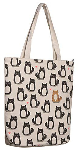 Puckator Sac Avec Doublure & Fermeture Eclair Fine-Chat Einkaufstasche, wiederverwendbar, mehrfarbig, einfarbig