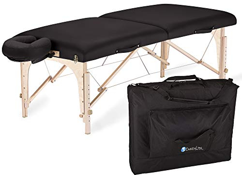 EARTHLITE Mobile Massageliege Harmony DX REIKI - Komplettpaket aus Ahornholz inkl. Verstellbarer Deluxe Kopfstütze & Tasche, Flugzeugbauqualität, Reiki Endplatten