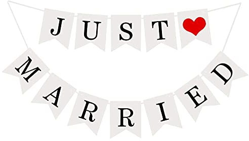 Just Married Bandiere Ghirlanda Striscione Bunting Banner Bandierine Decorazione Matrimonio Auto Nozze Fotografia
