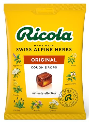 Ricola Original Cough Drops Bag, Pack of 12, Naturally Effective Throat Lozenges, Cough Sweets, 75 g