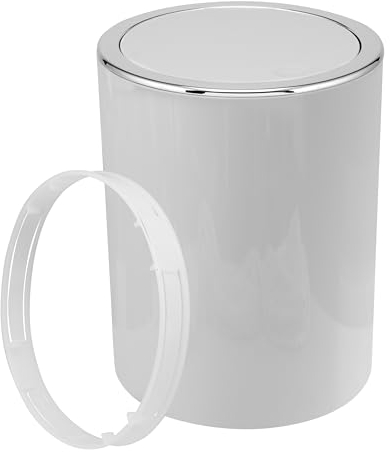 bremermann Linea da Bagno Savona - Cestino Spazzatura per Cosmetici con Coperchio oscillante, Spazzatura per Il Bagno, plastica, 5,5 Litri (Grigio Chiaro)