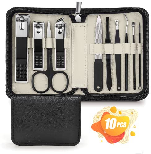 WOAMA Maniküre-Set – 10-in-1 Pediküre-Kit Nagelknipser mit schwarzer Tasche Maniküre-Kit Nagelset Maniküre-Werkzeuge für Frauen und Männer