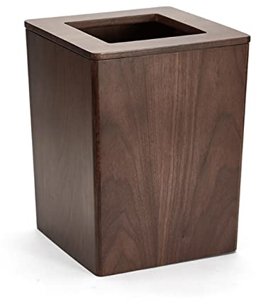 Advap La Basura de Madera Puede desperdiciar Papelera de Papel, Basura de Basura de Madera Cuadrada con Tapa, Buque de Papel de Desgaste Simple para Dormitorio, baño, baño, Cocina, Cocina de Oficina