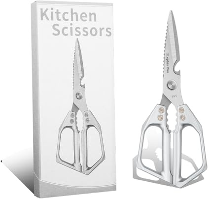 ELephas PLus Multi-Function Kitchen Scissors Heavy Duty Kitchen Shears,Cutting Food Tools Cooking Shears for Chicken,Meat,Fish,Poultry(Sliver)