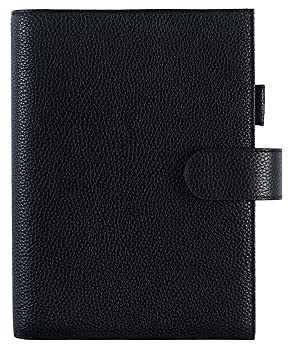 Moterm Leder Cover für Stalogy B6 - mit Rückentasche, Stiftschleife und Kartensteckplätze (Kiesel-Schwarz)