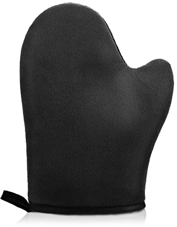 WLLHYF Self Tanning Mitt Applicator, Self Tanner Gloves 3D Design Ultra Soft Self Tanner Mitt Applicator Face Tanning Mitts Back Lotion Applicators Self Tanning Glove for Your Back (Black)