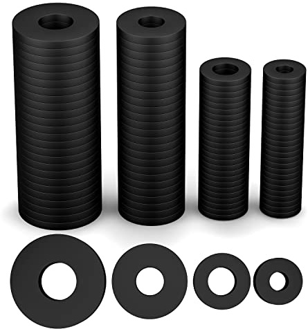 MFCGHXR 200 Stück Flache Unterlegscheiben aus EPDM-Gummi Flachdichtung Gummi Kit,Flache Unterlegscheiben Set Unterlegscheiben 10/12/16/20 mm Sanitär Gummidichtung rund für Wasserhahn Reparatur