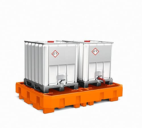 Auffangwanne classic-line aus Polyethylen (PE) für 2 IBC, mit Abfüllbereich