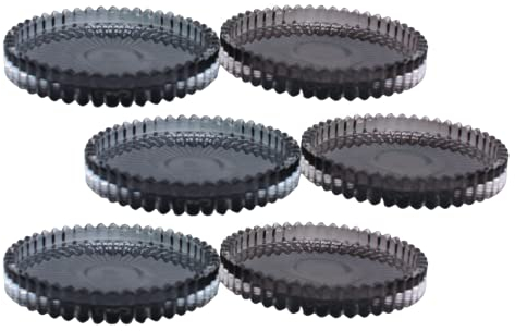 Set di 6 piatti per candela, in vetro, rotondi, in grigio chiaro e scuro, dimensioni: 1,5 x 10 cm