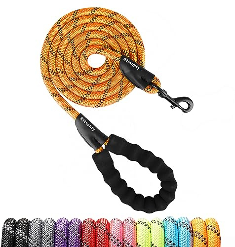 Rttochfy Hundeleine aus Seil, 6,2 cm, 1,5 m, 1,8 m, 3 m, mit bequemem, gepolstertem Griff und stark reflektierenden Fäden, für kleine, mittelgroße und große Hunde, strapazierfähig (1,27 cm - 3 m