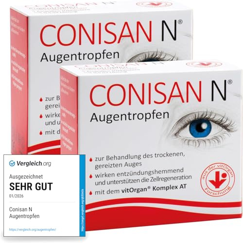 CONISAN N Augentropfen bei trockenen gereizten und müden Augen, Doppelpack | innovativer vitOrgan-Komplex, unterstützt die Zellregeneration, auch für Kontaktlinsenträger, konservierungsmittelfrei