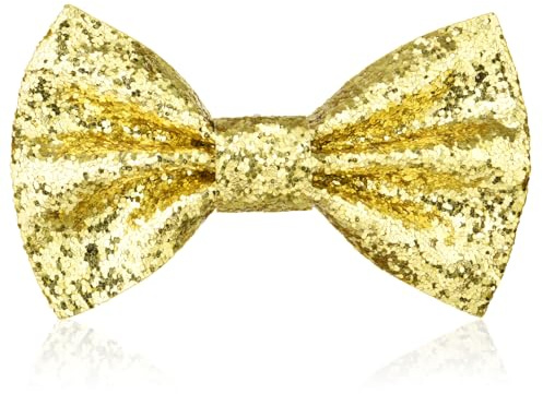 Aomig fluga för män med paljetter, blixtfluga med krok, justerbar formell förbunden fluga för bröllopsfest (L, guld, 1PCS)