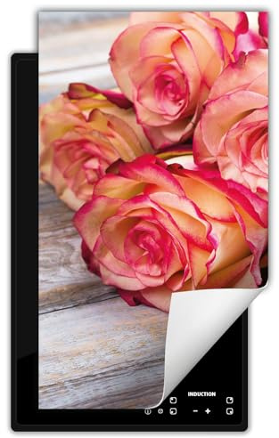 DarHaus Copertura Tappetino Piano Induzione 30x52 cm Cucina Coprifornelli Protezione per Piano Induzione - Rose - legno