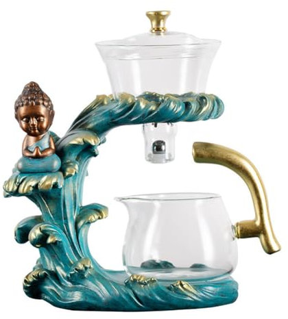 MYBAQ, Lazy Automatisches Tee-Set, magnetische Teekanne, Kung-Fu-Glas-Teeset, halbautomatisches Tee-Set, Heimbüro, hochwertiger einfacher magnetischer Teebereiter, zum Aufbrühen von losen und
