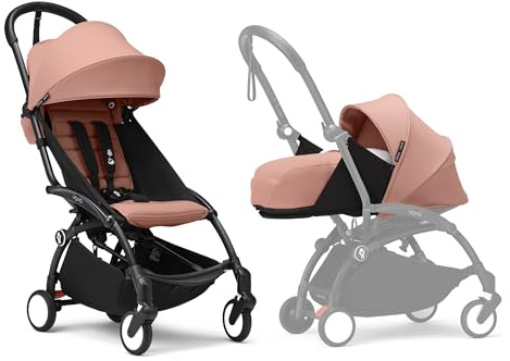 Stokke YOYO3 Kinderwagen mit Neugeborenen Set - Enthält schwarzen Rahmen, YOYO 6 + Textilset (Ginger) & 0 + Neugeborenen Set (Ginger)