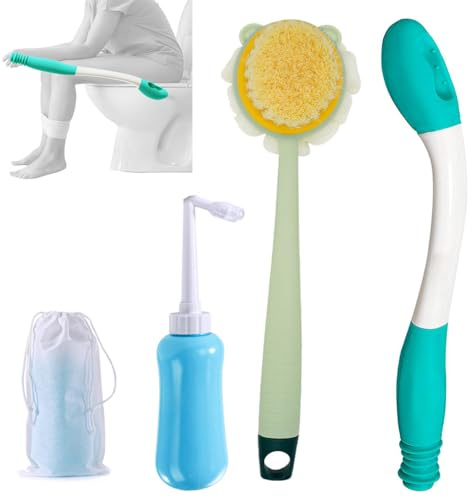 Toilet Aids for Wiping Bottom Set 4PCS,Long Handled Sponge,Bidet Bottle,Bottom Wipers for Disabled People Overweight and Elderly