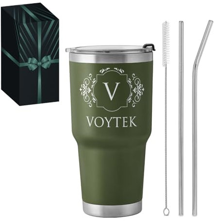 Maverton Kaffeebecher to go 800 ml Grün - Edelstahl Thermobecher mit Deckel - inkl. 2 Strohhalme & Reinigungsbürste - Geschenke für Männer zum Geburtstag - personalisierte Geschenke