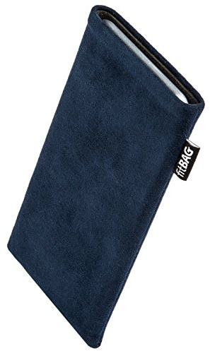 fitBAG Classic Blau Handytasche für Apple iPhone 16 6.1 Tasche aus original Alcantara mit Microfaserinnenfutter | Hülle mit Reinigungsfunktion | Made in Germany