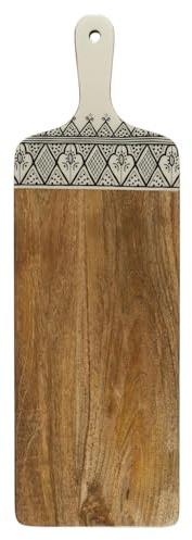 HOME DECO FACTORY - KA0579 - Tabla de Presentación en Madera de Mango Dune Negro, Diseño Elegante y Duradero, Ideal para Cenas y Decoraciones, Tamaño 58 cm, Colores Marrón, Blanco, Negro