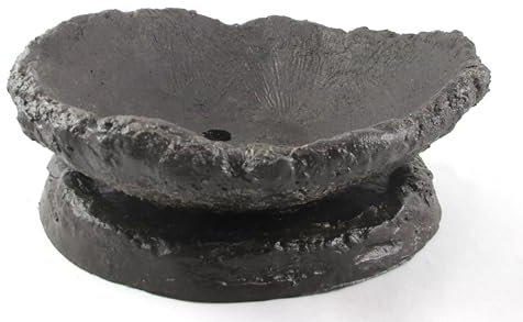 Bonsaischale + Untersetzer Bonsai Schale Bogenschale Pflanzschale rund anthrazit Ø 25 cm, Höhe 7,5 cm (18624)