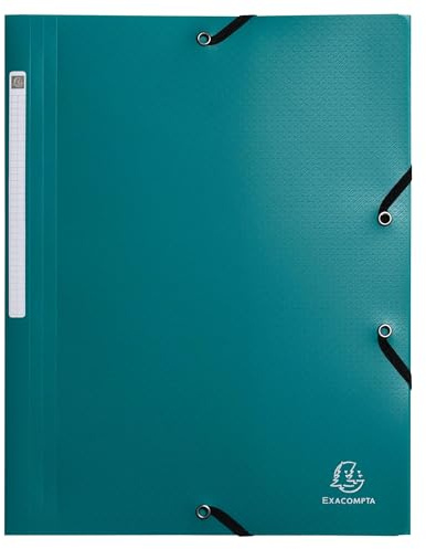 Exacompta - Ref. 55703E - Förpackning med 10 Opak elastiska mappar - fickor med 3 flikar - återvunnen polypropen - 24 x 32 cm för A4-dokument - grön