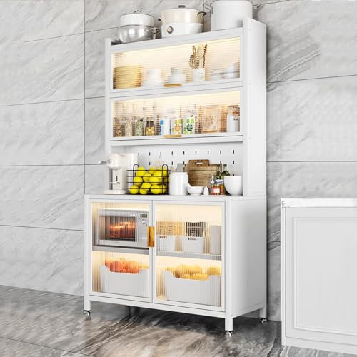 LKPMGOA 5/6-stöckiges Küchen-Bäckerregal, Freistehender Küchenschrank mit Schrank, Mikrowellenständer, Metall Küchenschrank, Große Kapazität(6 layers-60cm)