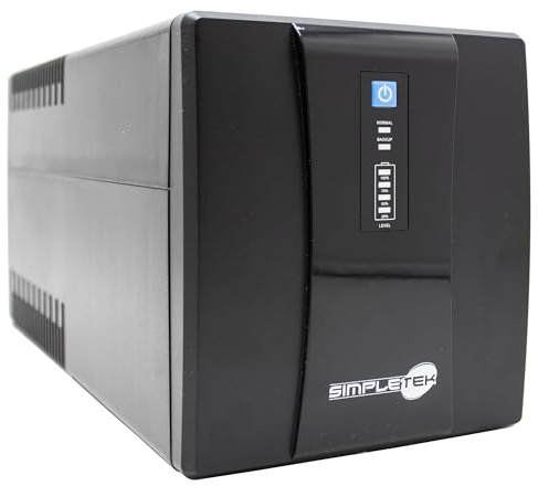 SIMPLETEK - UPS Unterbrechungsfreie Stromversorgung 1200VA 720W 4 Steckdosen AVR Überspannungsschutz für PC Monitor Modem DVR | SK1200VA A1200VA | Netzkabel im Lieferumfang enthalten