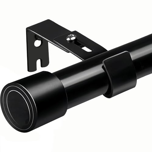barra cortinas extensible barra de cortina para cortinas para salón dormitorio cocina 72-125 cm (negro Φ25 mm)