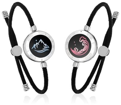 TOTWOO Intelligente Partnerarmbänder für Fernbeziehungen mit 1-zu-1-Bluetooth-Kopplung per App – Romantisches Geschenk mit Leuchten & Vibration bei Berührung, aus Edelstahl 316