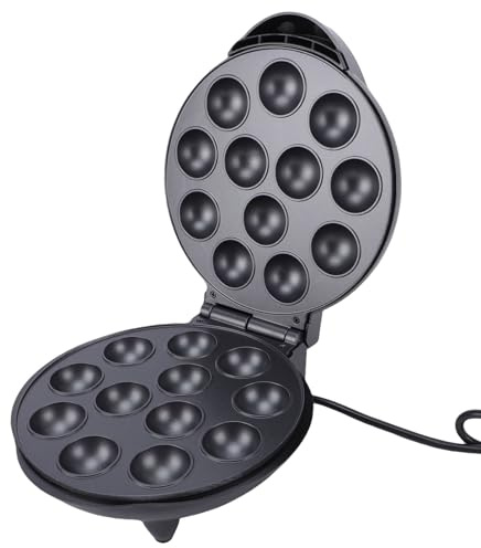 Qcwwy Mini-Pfannkuchen-Maker, 1200 W, 12 Gitter, Doppelseitig, Schnelles Aufheizen, Antihaftbeschichtung, Elektrischer Muffin-Pfannkuchen-Maker, Cake-Pop-Maker, Fr (EU-Stecker)