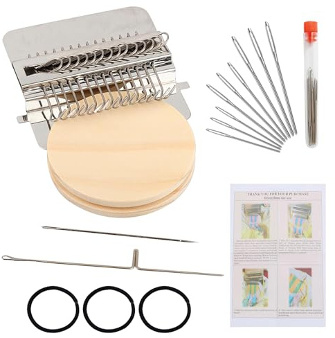 Cosiesnest Mini Stopfwebstuhl 14 Haken Holz Weben Strickmaschine mit Stricknadeln