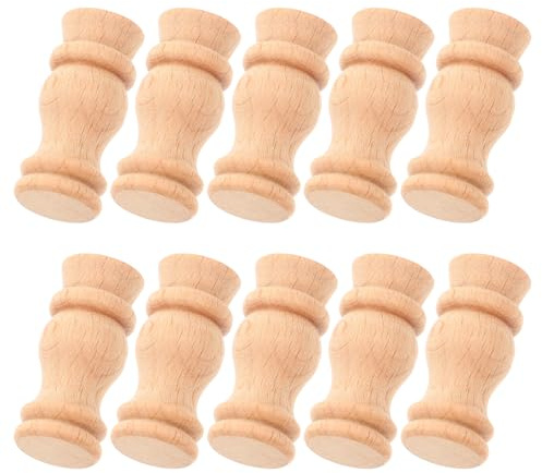 AMUSLESUR Balaustres de Madera Robusta para Decoración y Manualidades, 10 Piezas sin Pintar, Soporte para Chimeneas y Escaleras, Aptos para Uso en Restaurantes y Hogares