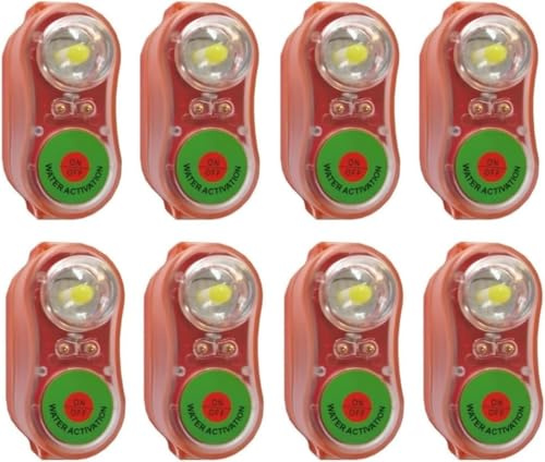 6/8 Lampada per Giubbotto di Salvataggio Luce a LED Marina Autoilluminante per Soccorso Notturno in Mare, Lampada a LED di Sicurezza in Acqua per Sicurezza All'aperto