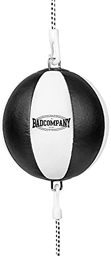 Bad Company Doppelendball aus Kunstleder inkl. elastischen Spanngurten I 25 cm Durchmesser I Boxball für das Reflex- und Boxtraining
