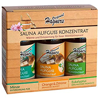 Original Hagners Sauna-Aufguss-Konzentrate 3er Set Minze - Orange & Zitrone - Eukalyptus je 50 ml
