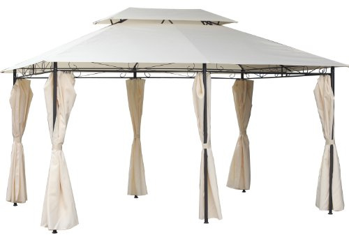 BIRCHTREE Premium 3m x 4m x 2.6m Beige Garden Pavilion Patio Gazebo Powder Coated Steel Pole 180G Waterproof Canopy Tent Awning Marquee G008C