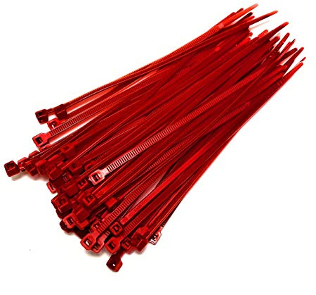 Small Standard Nylon Cable Ties 2.5mm in Width Zip Straps, Pack of 100 (2.5mm x 160mm, Red)