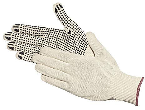 JAH Guanti in maglia cotone/poliammide con puntini in PVC – presa antiscivolo per magazzino, montaggio & spedizione