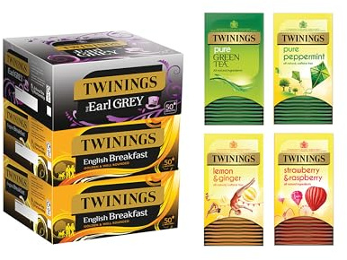 Twinings Customer Favourites Variety Pack, 6 varieties of tea, 230 individually wrapped tea bags, Black